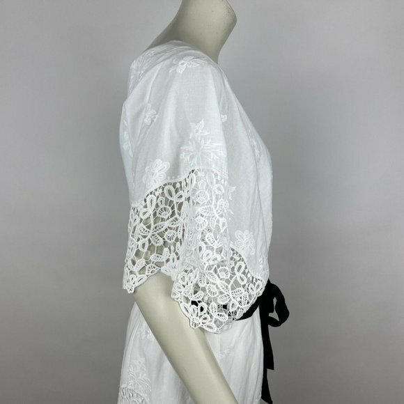 Ann Taylor Lace Belted Dress V-neck Lined Embroidered‎ Cotton Women 12 NWT $169 - Picture 7 of 14